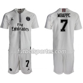 Camisetas Paris Saint Germain Mbappe 7 Jordan Blanco Niño Tercera Equipacion 2018/2019